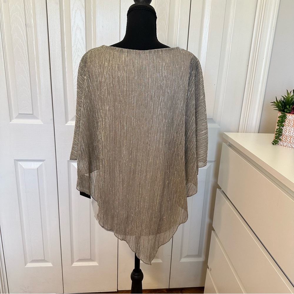 I.N. Studio Metallic Sheer V-Neck Tunic Champagne Size S NWT - Picture 3 of 12